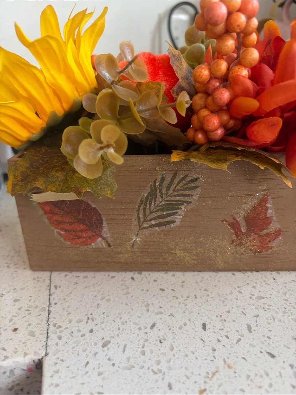 Autumn Harvest Faux Floral Box - OrangeNew 8’ long by 3 inches wide New